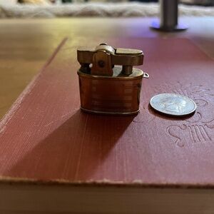 Vintage Miniature keychain Gold and Brown Lighter